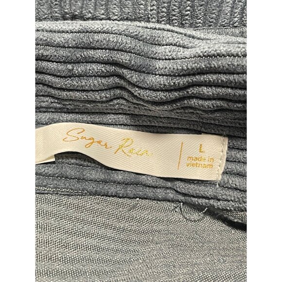 Sugar Rain Womens Blue Corduroy Shacket Size L Button Up Lightweight Casual - Picture 4 of 8